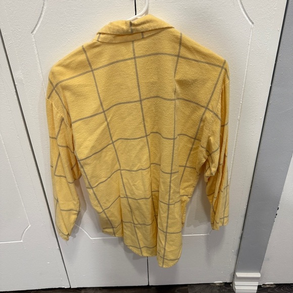 Vintage Yellow Fleece Yellow Plaid 3/4 Sleeve Button Down - Picture 2 of 8